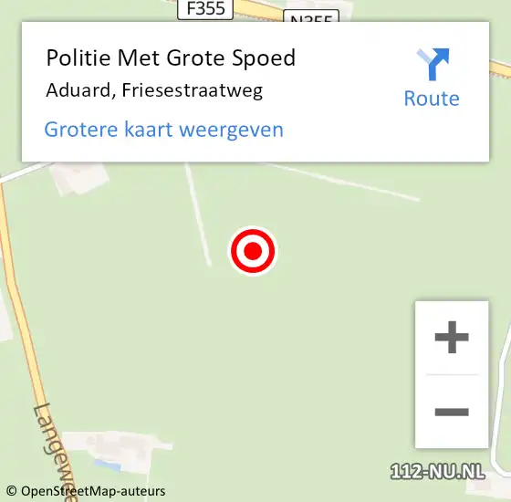 Locatie op kaart van de 112 melding: Politie Met Grote Spoed Naar Aduard, Friesestraatweg op 22 juli 2021 16:30