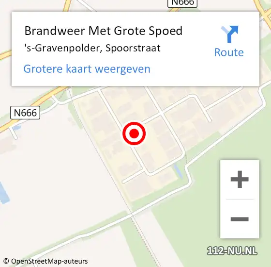 Locatie op kaart van de 112 melding: Brandweer Met Grote Spoed Naar 's-Gravenpolder, Spoorstraat op 17 juni 2014 11:32