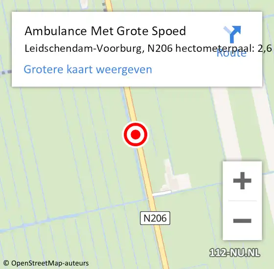 Locatie op kaart van de 112 melding: Ambulance Met Grote Spoed Naar Leidschendam-Voorburg, N206 hectometerpaal: 2,6 op 22 juli 2021 17:01