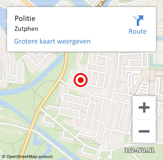 Locatie op kaart van de 112 melding: Politie Zutphen op 22 juli 2021 17:03