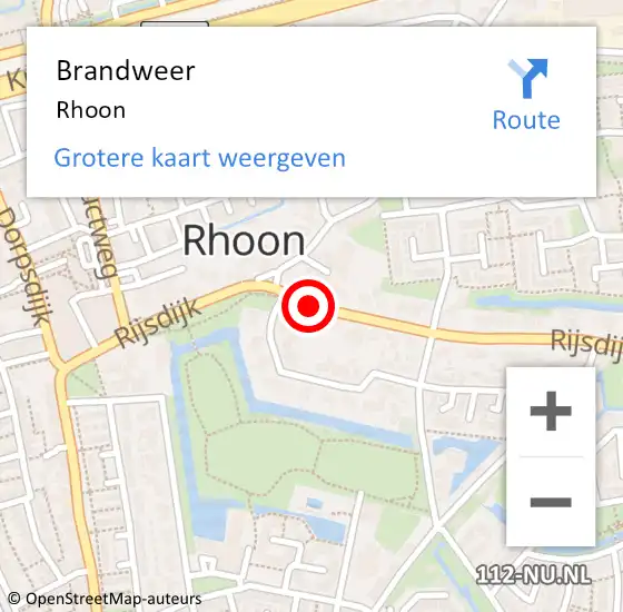 Locatie op kaart van de 112 melding: Brandweer Rhoon op 22 juli 2021 17:04