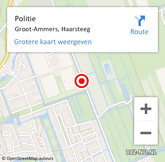 Locatie op kaart van de 112 melding: Politie Groot-Ammers, Haarsteeg op 22 juli 2021 17:21