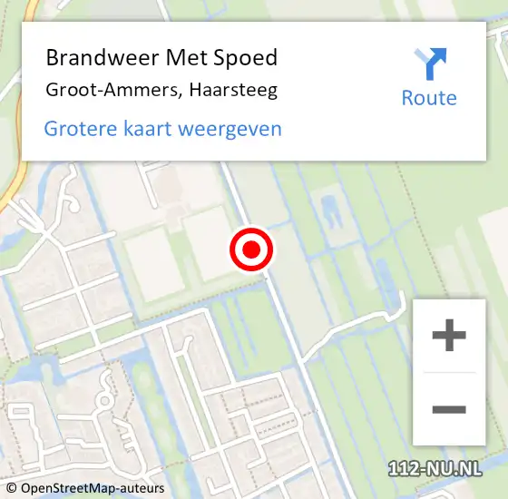 Locatie op kaart van de 112 melding: Brandweer Met Spoed Naar Groot-Ammers, Haarsteeg op 22 juli 2021 17:23