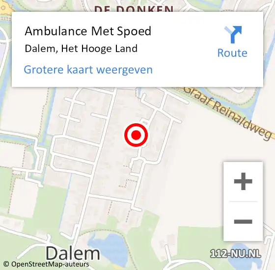 Locatie op kaart van de 112 melding: Ambulance Met Spoed Naar Dalem, Het Hooge Land op 22 juli 2021 17:35