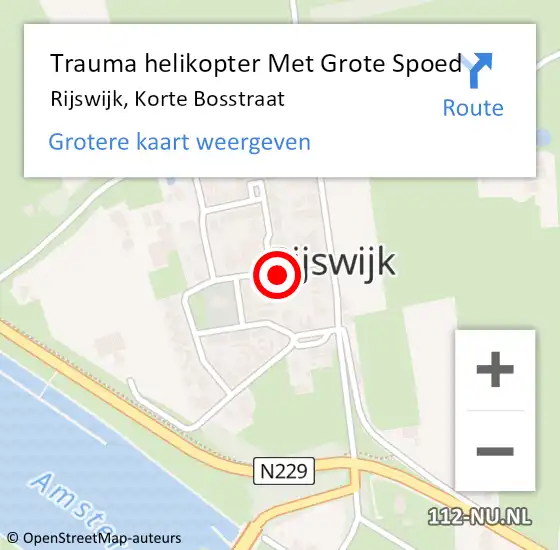 Locatie op kaart van de 112 melding: Trauma helikopter Met Grote Spoed Naar Rijswijk, Korte Bosstraat op 22 juli 2021 17:38