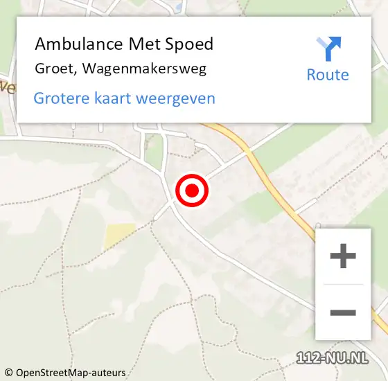Locatie op kaart van de 112 melding: Ambulance Met Spoed Naar Groet, Wagenmakersweg op 22 juli 2021 17:48