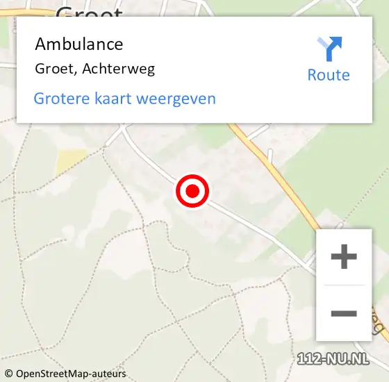 Locatie op kaart van de 112 melding: Ambulance Groet, Achterweg op 22 juli 2021 17:48