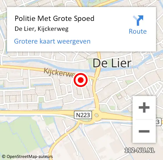 Locatie op kaart van de 112 melding: Politie Met Grote Spoed Naar De Lier, Kijckerweg op 22 juli 2021 17:48