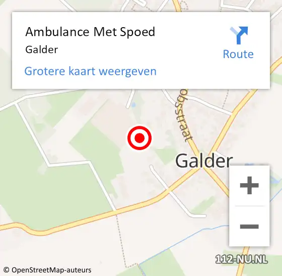 Locatie op kaart van de 112 melding: Ambulance Met Spoed Naar Galder op 22 juli 2021 17:49