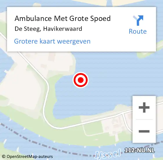 Locatie op kaart van de 112 melding: Ambulance Met Grote Spoed Naar De Steeg, Havikerwaard op 22 juli 2021 17:54