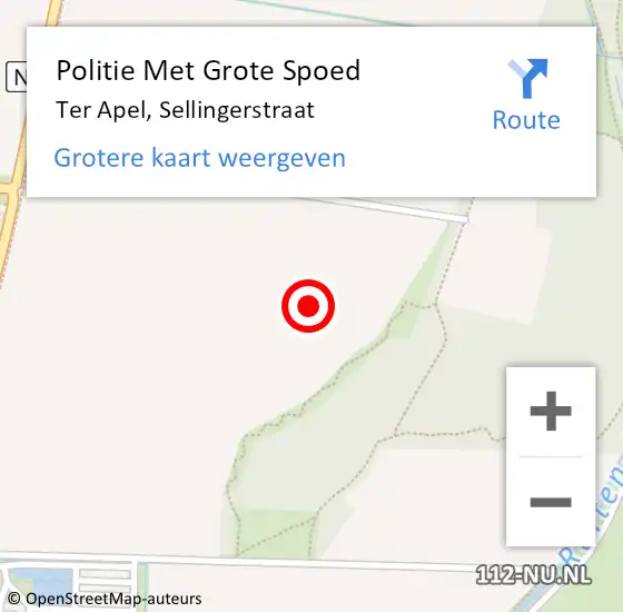 Locatie op kaart van de 112 melding: Politie Met Grote Spoed Naar Ter Apel, Sellingerstraat op 22 juli 2021 17:56