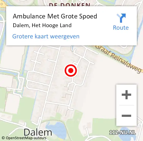 Locatie op kaart van de 112 melding: Ambulance Met Grote Spoed Naar Dalem, Het Hooge Land op 22 juli 2021 17:58