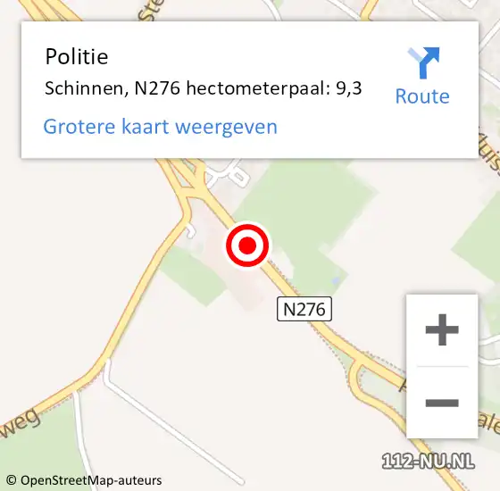 Locatie op kaart van de 112 melding: Politie Schinnen, N276 hectometerpaal: 9,3 op 22 juli 2021 18:53