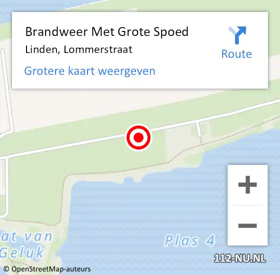 Locatie op kaart van de 112 melding: Brandweer Met Grote Spoed Naar Linden, Lommerstraat op 22 juli 2021 18:55