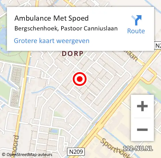 Locatie op kaart van de 112 melding: Ambulance Met Spoed Naar Bergschenhoek, Pastoor Canniuslaan op 22 juli 2021 18:57