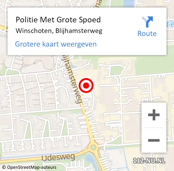 Locatie op kaart van de 112 melding: Politie Met Grote Spoed Naar Winschoten, Blijhamsterweg op 22 juli 2021 18:57