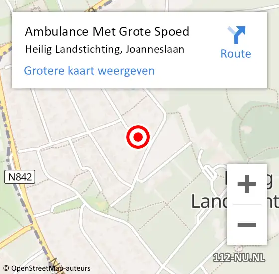 Locatie op kaart van de 112 melding: Ambulance Met Grote Spoed Naar Heilig Landstichting, Joanneslaan op 22 juli 2021 19:11