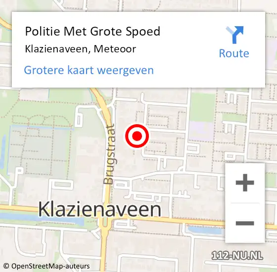 Locatie op kaart van de 112 melding: Politie Met Grote Spoed Naar Klazienaveen, Meteoor op 22 juli 2021 19:13