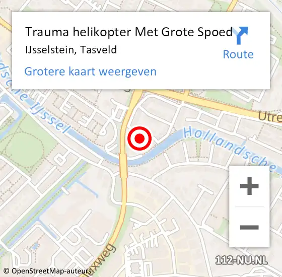 Locatie op kaart van de 112 melding: Trauma helikopter Met Grote Spoed Naar IJsselstein, Tasveld op 22 juli 2021 19:16