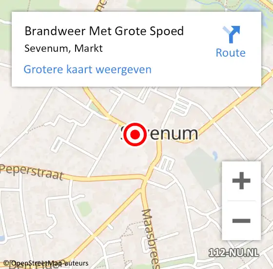 Locatie op kaart van de 112 melding: Brandweer Met Grote Spoed Naar Sevenum, Markt op 22 juli 2021 19:30