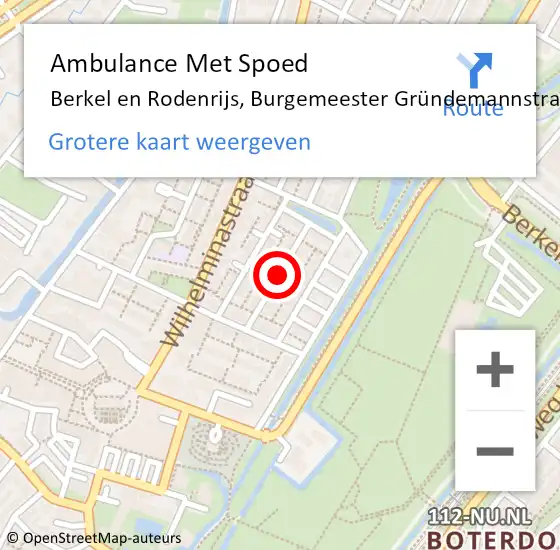 Locatie op kaart van de 112 melding: Ambulance Met Spoed Naar Berkel en Rodenrijs, Burgemeester Gründemannstraat op 22 juli 2021 19:32