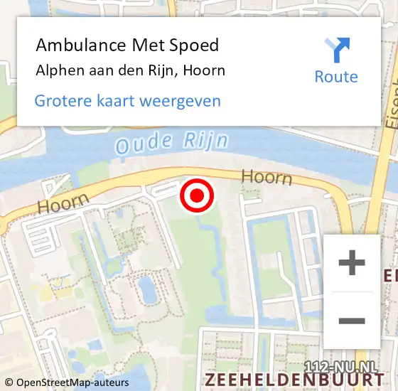 Locatie op kaart van de 112 melding: Ambulance Met Spoed Naar Alphen aan den Rijn, Hoorn op 22 juli 2021 19:43