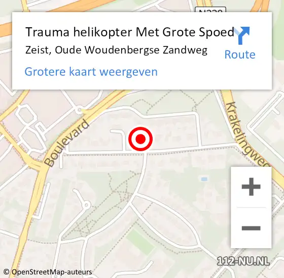Locatie op kaart van de 112 melding: Trauma helikopter Met Grote Spoed Naar Zeist, Oude Woudenbergse Zandweg op 22 juli 2021 19:50