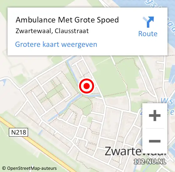 Locatie op kaart van de 112 melding: Ambulance Met Grote Spoed Naar Zwartewaal, Clausstraat op 22 juli 2021 19:51