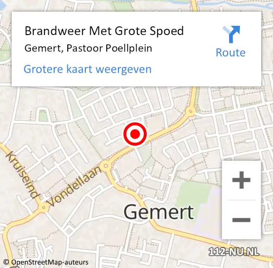 Locatie op kaart van de 112 melding: Brandweer Met Grote Spoed Naar Gemert, Pastoor Poellplein op 22 juli 2021 19:52