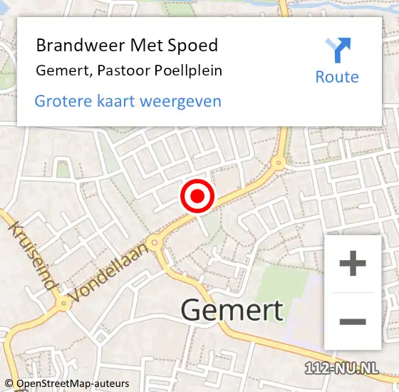 Locatie op kaart van de 112 melding: Brandweer Met Spoed Naar Gemert, Pastoor Poellplein op 22 juli 2021 19:56