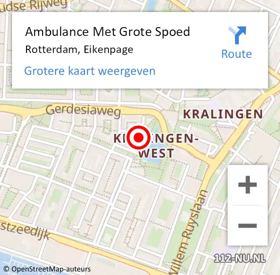 Locatie op kaart van de 112 melding: Ambulance Met Grote Spoed Naar Rotterdam, Eikenpage op 22 juli 2021 19:56