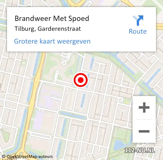 Locatie op kaart van de 112 melding: Brandweer Met Spoed Naar Tilburg, Garderenstraat op 22 juli 2021 20:00