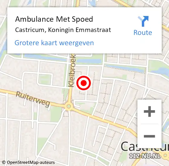 Locatie op kaart van de 112 melding: Ambulance Met Spoed Naar Castricum, Koningin Emmastraat op 22 juli 2021 20:02