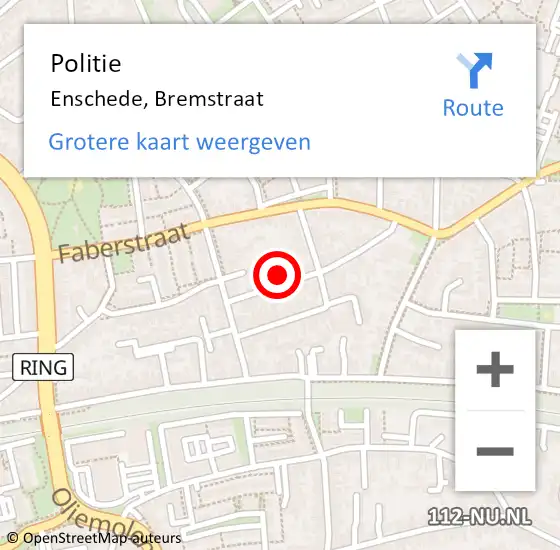 Locatie op kaart van de 112 melding: Politie Enschede, Bremstraat op 22 juli 2021 20:21