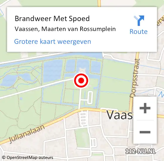 Locatie op kaart van de 112 melding: Brandweer Met Spoed Naar Vaassen, Maarten van Rossumplein op 22 juli 2021 20:24