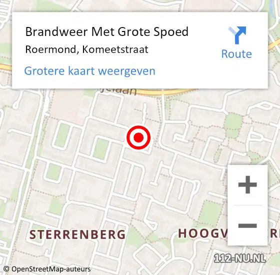 Locatie op kaart van de 112 melding: Brandweer Met Grote Spoed Naar Roermond, Komeetstraat op 22 juli 2021 20:28