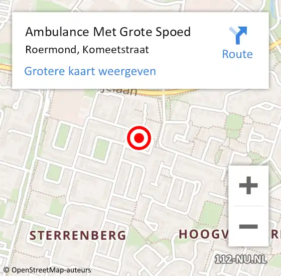 Locatie op kaart van de 112 melding: Ambulance Met Grote Spoed Naar Roermond, Komeetstraat op 22 juli 2021 20:31