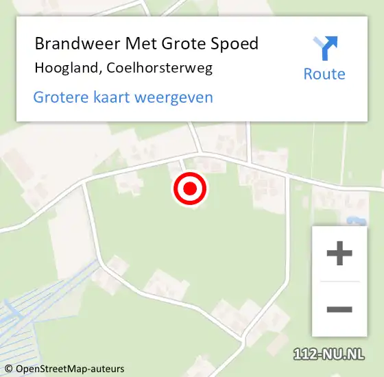 Locatie op kaart van de 112 melding: Brandweer Met Grote Spoed Naar Hoogland, Coelhorsterweg op 22 juli 2021 20:49