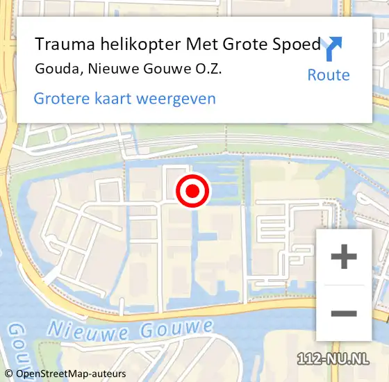 Locatie op kaart van de 112 melding: Trauma helikopter Met Grote Spoed Naar Gouda, Nieuwe Gouwe O.Z. op 22 juli 2021 22:08