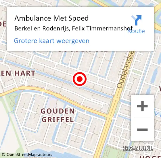 Locatie op kaart van de 112 melding: Ambulance Met Spoed Naar Berkel en Rodenrijs, Felix Timmermanshof op 22 juli 2021 22:44