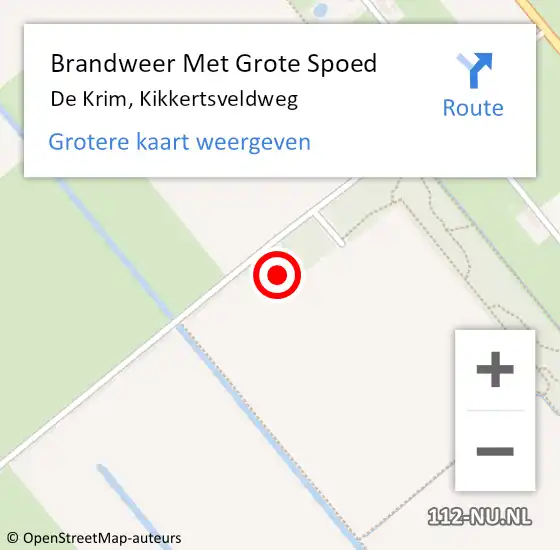 Locatie op kaart van de 112 melding: Brandweer Met Grote Spoed Naar De Krim, Kikkertsveldweg op 22 juli 2021 22:47