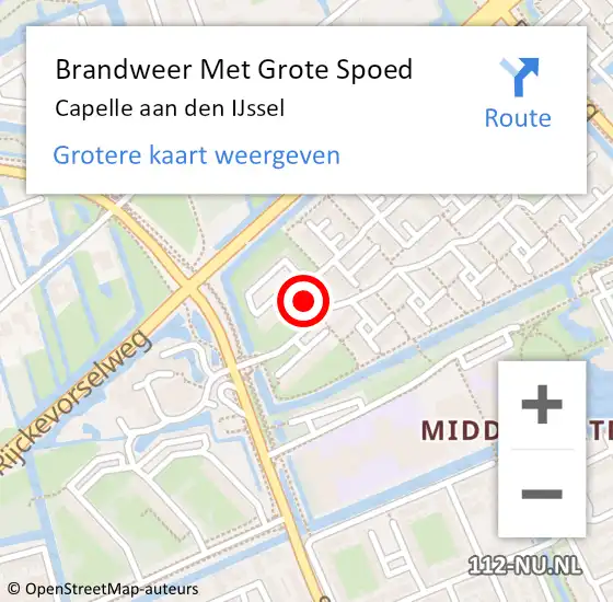 Locatie op kaart van de 112 melding: Brandweer Met Grote Spoed Naar Capelle aan den IJssel op 22 juli 2021 22:50