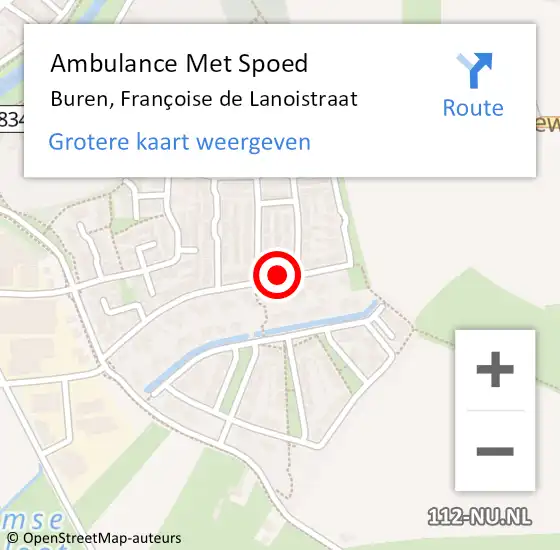 Locatie op kaart van de 112 melding: Ambulance Met Spoed Naar Buren, Françoise de Lanoistraat op 22 juli 2021 23:00