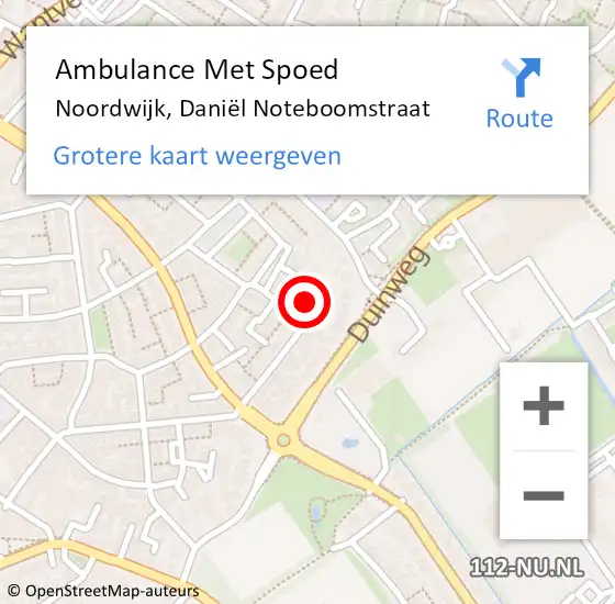 Locatie op kaart van de 112 melding: Ambulance Met Spoed Naar Noordwijk, Daniël Noteboomstraat op 22 juli 2021 23:05