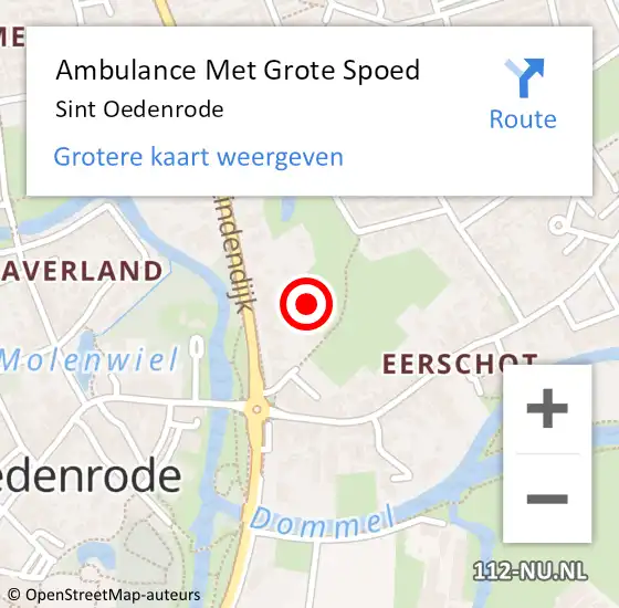 Locatie op kaart van de 112 melding: Ambulance Met Grote Spoed Naar Sint Oedenrode op 22 juli 2021 23:12
