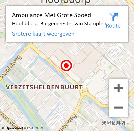 Locatie op kaart van de 112 melding: Ambulance Met Grote Spoed Naar Hoofddorp, Burgemeester van Stamplein op 22 juli 2021 23:14