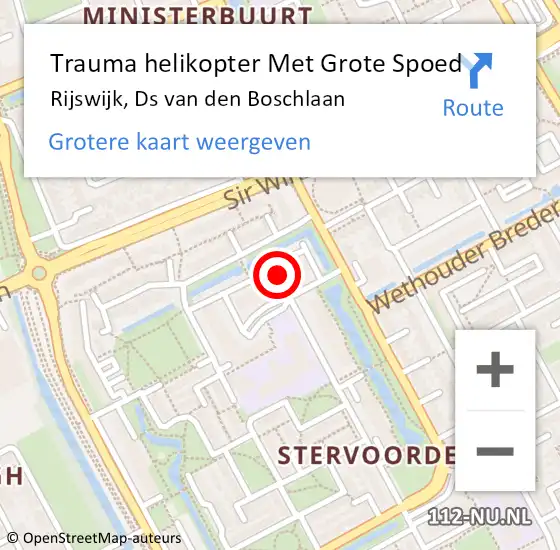 Locatie op kaart van de 112 melding: Trauma helikopter Met Grote Spoed Naar Rijswijk, Ds van den Boschlaan op 22 juli 2021 23:19