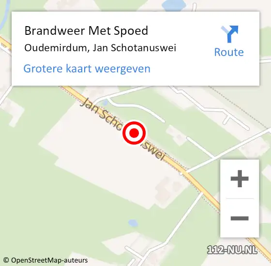 Locatie op kaart van de 112 melding: Brandweer Met Spoed Naar Oudemirdum, Jan Schotanuswei op 22 juli 2021 23:49