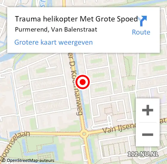 Locatie op kaart van de 112 melding: Trauma helikopter Met Grote Spoed Naar Purmerend, Van Balenstraat op 23 juli 2021 00:12