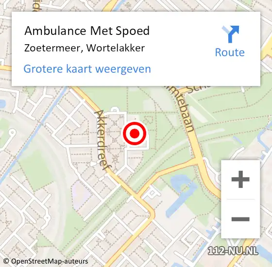 Locatie op kaart van de 112 melding: Ambulance Met Spoed Naar Zoetermeer, Wortelakker op 23 juli 2021 00:46